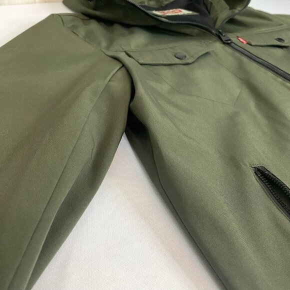 LEVI'S MEN'S OLIVE GREEN WATERPROOF ARCTIC CLOTH RAINCOAT - S - Picture 10 of 13